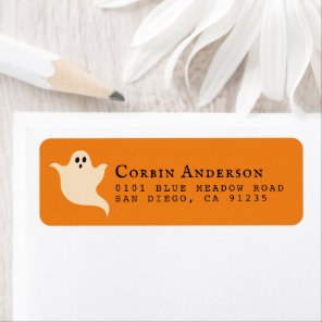 Cute Halloween Ghost Orange Return Address Label