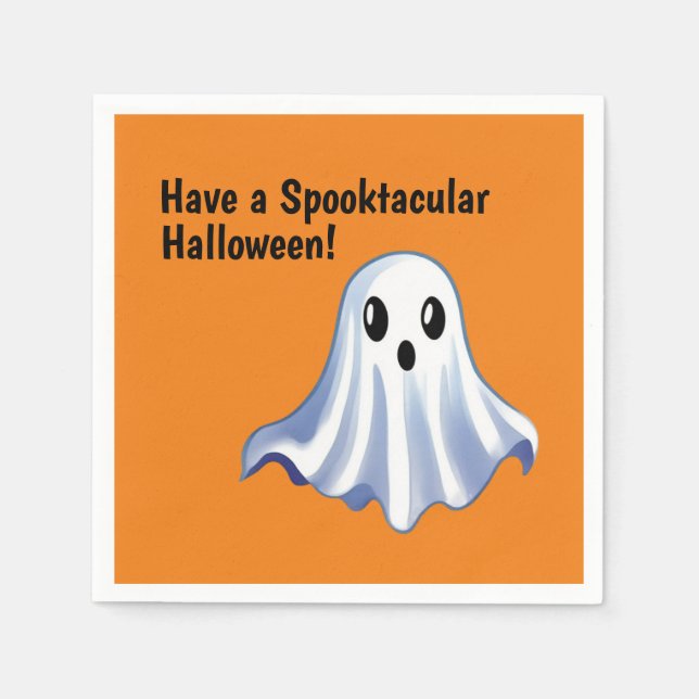 Cute Halloween Ghost Paper Napkins (Front)