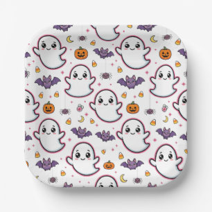 Cute Halloween ghost Paper Plates