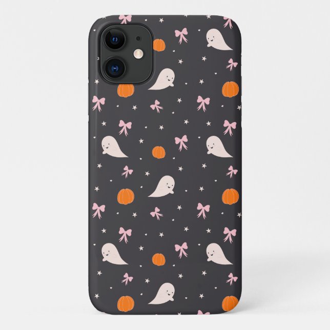 Cute Halloween Ghost Pattern Phone Case | Black (Back)