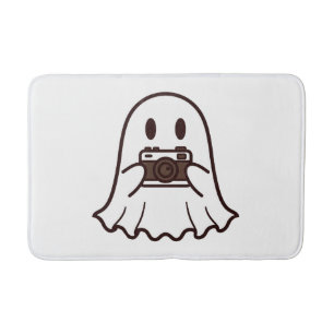 Cute Halloween Ghost Photographer Bath Mat