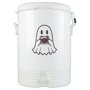 Cute Halloween Ghost Photographer Beverage Cooler