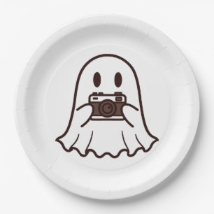 Cute Halloween Ghost Photographer Paper Plates