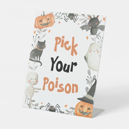 Cute Halloween Ghost Pick Your Poison Drinks Sign