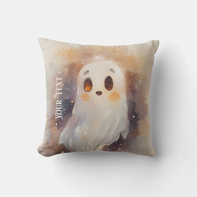 Cute Halloween Ghost Pillow. Throw Pillow (Front)