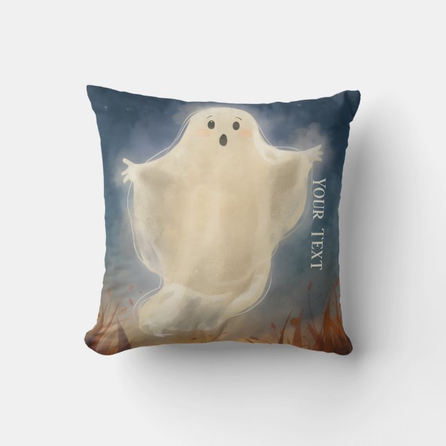 Cute Halloween Ghost Pillow. Throw Pillow (Front)