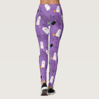 Cute Halloween Ghost Plaid Confetti Purple Leggings