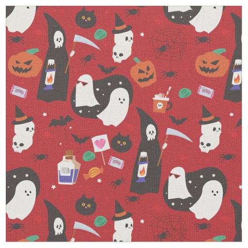 cute halloween ghost poison grim reaper fabric