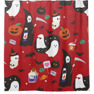 cute halloween ghost poison grim reaper shower curtain