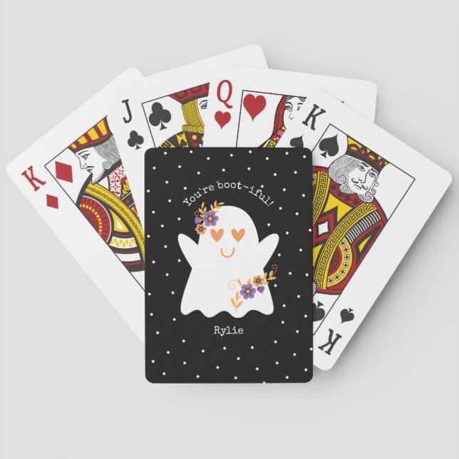 Cute Halloween Ghost  Poker Cards (Back)
