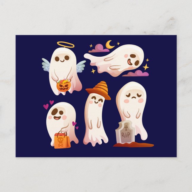 Cute Halloween Ghost Postcard (Front)