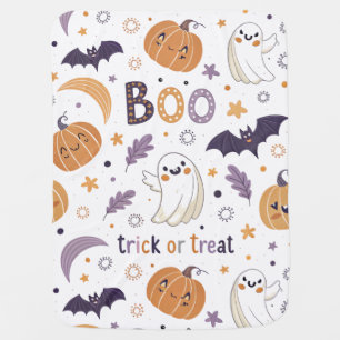 Cute Halloween Ghost & Pumpkin Baby Blanket