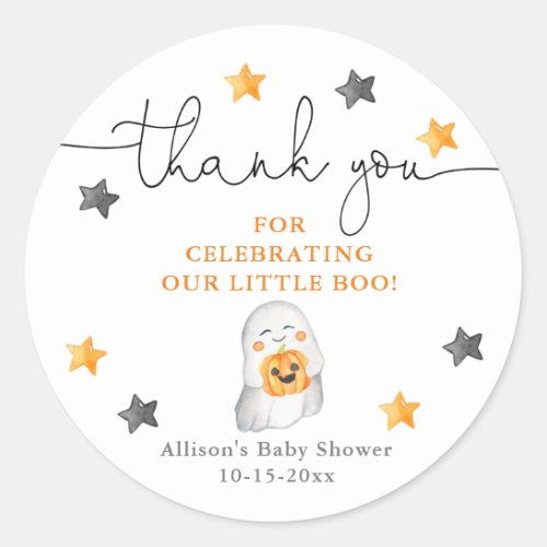 Cute Halloween ghost pumpkin baby shower Classic Round Sticker