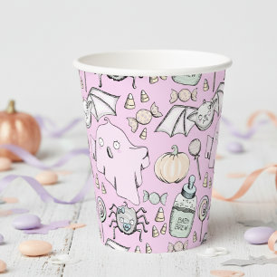 Cute Halloween Ghost Pumpkin Bat Paper Cups