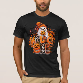 Cute Halloween Ghost Pumpkin Black T-Shirt – Happy