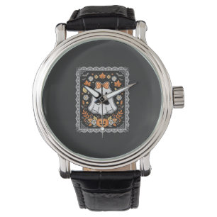 Cute Halloween Ghost Pumpkin Floral T-Shirt Design Watch