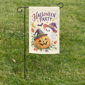 Cute Halloween Ghost Pumpkin Garden Flag
