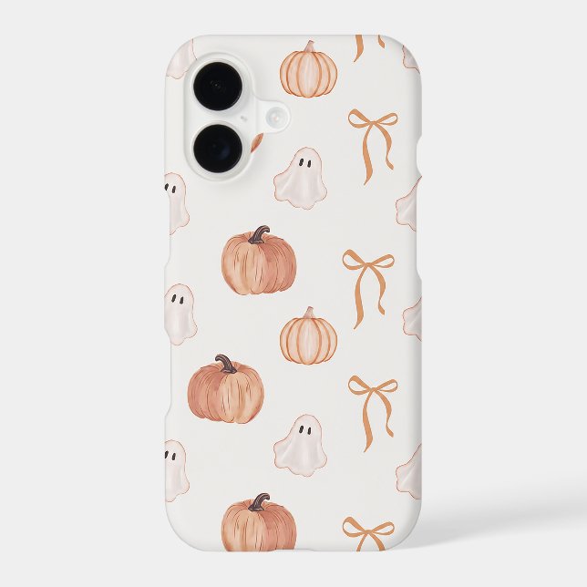 Cute Halloween Ghost & Pumpkin Pattern | Orange Bo Iphone Case (Back)
