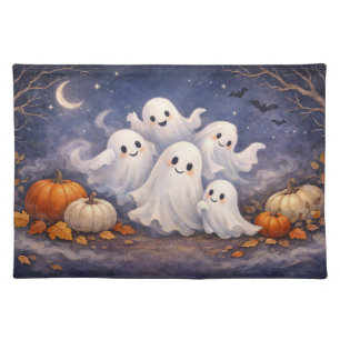 Cute Halloween Ghost Pumpkin Scene Cloth Placemat