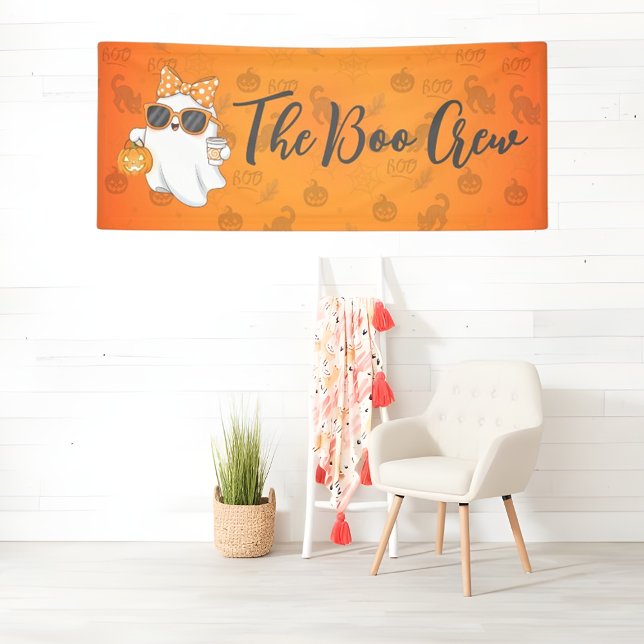 Cute Halloween Ghost Pumpkin Spice Personalized Banner (Creator Uploaded)