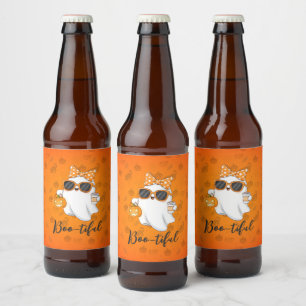 Cute Halloween Ghost Pumpkin Spice Personalized Beer Bottle Label