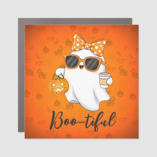 Cute Halloween Ghost Pumpkin Spice Personalized Car Magnet
