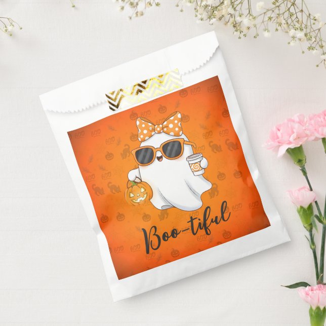 Cute Halloween Ghost Pumpkin Spice Personalized Favor Bag (Sealed)