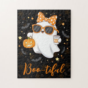 Cute Halloween Ghost Pumpkin Spice Personalized Jigsaw Puzzle