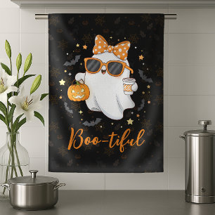 Cute Halloween Ghost Pumpkin Spice Personalized Kitchen Towel