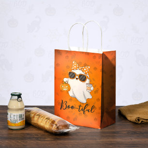 Cute Halloween Ghost Pumpkin Spice Personalized Medium Gift Bag