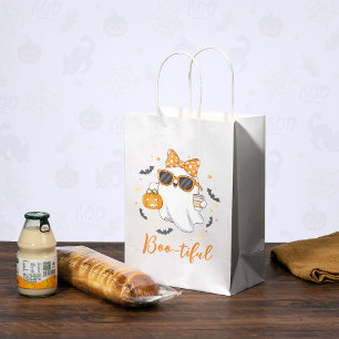Cute Halloween Ghost Pumpkin Spice Personalized Medium Gift Bag