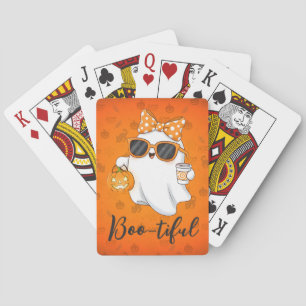 Cute Halloween Ghost Pumpkin Spice Personalized Poker Cards