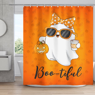 Cute Halloween Ghost Pumpkin Spice Personalized Shower Curtain