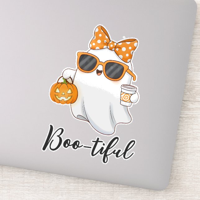 Cute Halloween Ghost Pumpkin Spice Personalized Sticker (Detail)