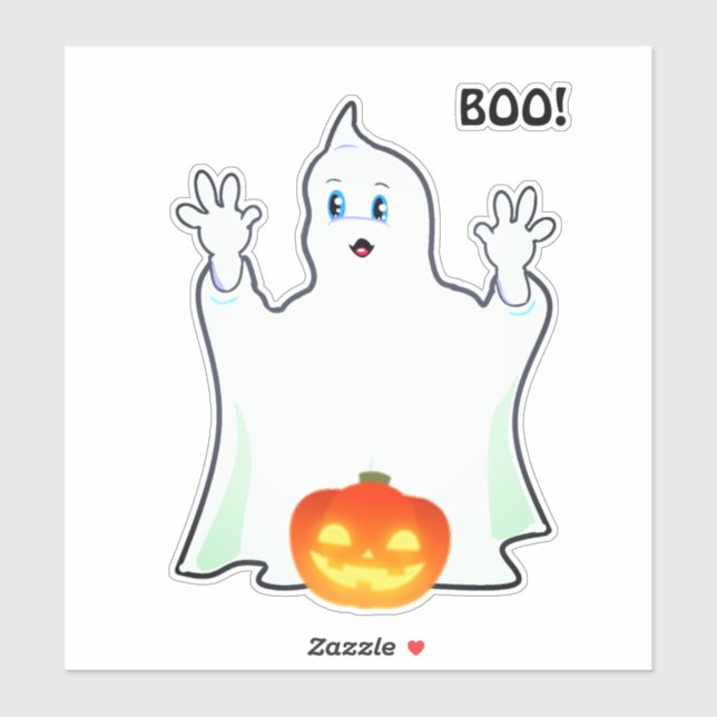 Cute Halloween Ghost & Pumpkin Sticker (Sheet)