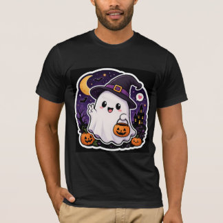 Cute Halloween Ghost Pumpkin Sticker T-Shirt