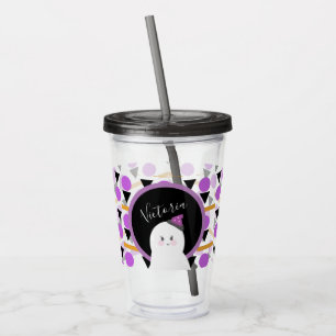 Cute Halloween Ghost Purple Name Acrylic Tumbler
