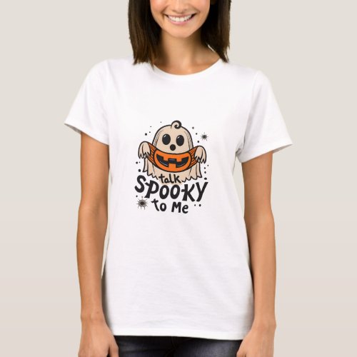 Cute Halloween Ghost Retro  Talk Spooky To Me T_Shirt