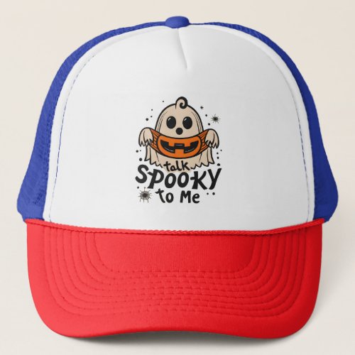 Cute Halloween Ghost Retro  Talk Spooky To Me Trucker Hat