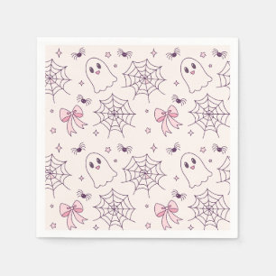 Cute Halloween Ghost & Spiderweb Pattern Napkins