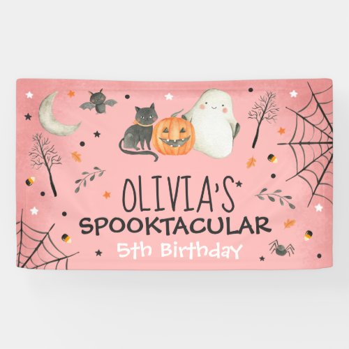 Cute Halloween Ghost Spooktacular Birthday Decor Banner