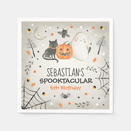 Cute Halloween Ghost Spooktacular Birthday Decor Napkins