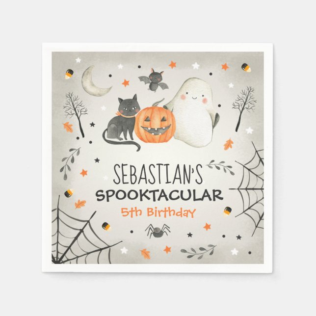 Cute Halloween Ghost Spooktacular Birthday Decor Napkins (Front)