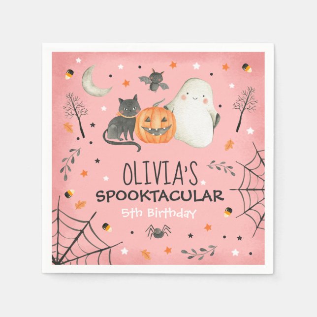 Cute Halloween Ghost Spooktacular Birthday Decor Napkins (Front)