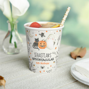 Cute Halloween Ghost Spooktacular Birthday Decor  Paper Cups