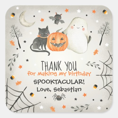 Cute Halloween Ghost Spooktacular Birthday Favor  Square Sticker