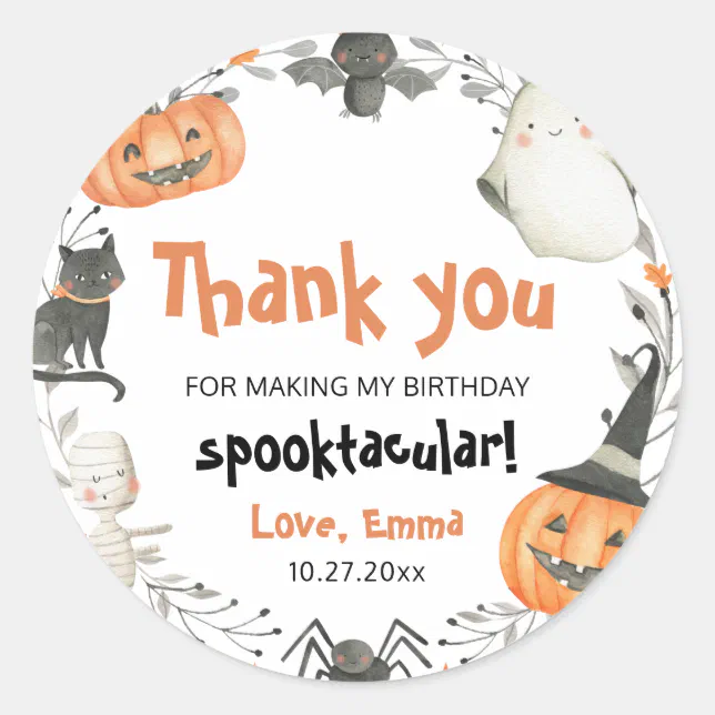 Cute Halloween Ghost Spooktacular Birthday Party Classic Round Sticker ...