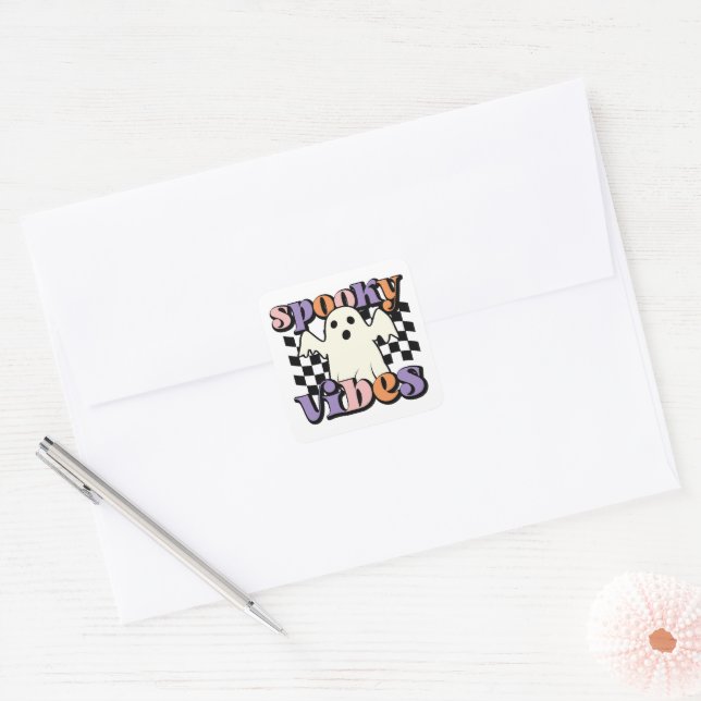 Cute Halloween Ghost  Square Sticker (Envelope)