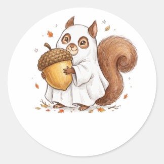 Cute Halloween Ghost Squirrel Custom Favor Classic Round Sticker
