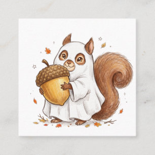 Cute Halloween Ghost Squirrel Custom Favor Classic Square Business Card